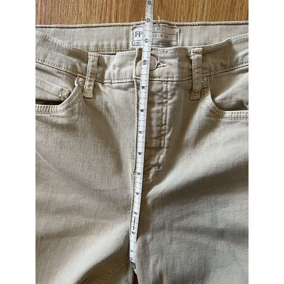 Free People Khaki Color High Rise Busted Knee Skinny Jeans 30R - Picture 7 of 9